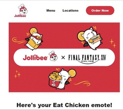 Jollibee Collab x1 ''Eat Chicken'' Emote *CODE IN HAND* Final Fantasy 14 Code FF14