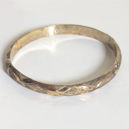 Bracciale vintage Vermeil oro su argento sterling 925 incernierato inciso - Foto 2 di 6