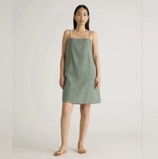 Quince European Linen Spaghetti Strap Mini Dress | Light Cargo | XS