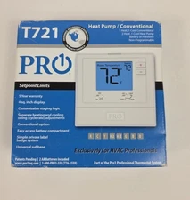 PRO1 T721 Digital Non-Programmable Thermostat, 2 Heat - 1 Cool Heat Pump.