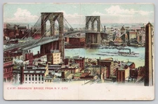 Postcard New York, New York, 1907, Brooklyn Bridge From New York City A10033