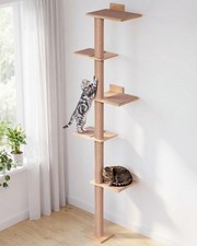 80.3" Tall Cat Tree for Wall, 5 Tier Floor to Ceiling Cat Tree, Adjustable Wa...