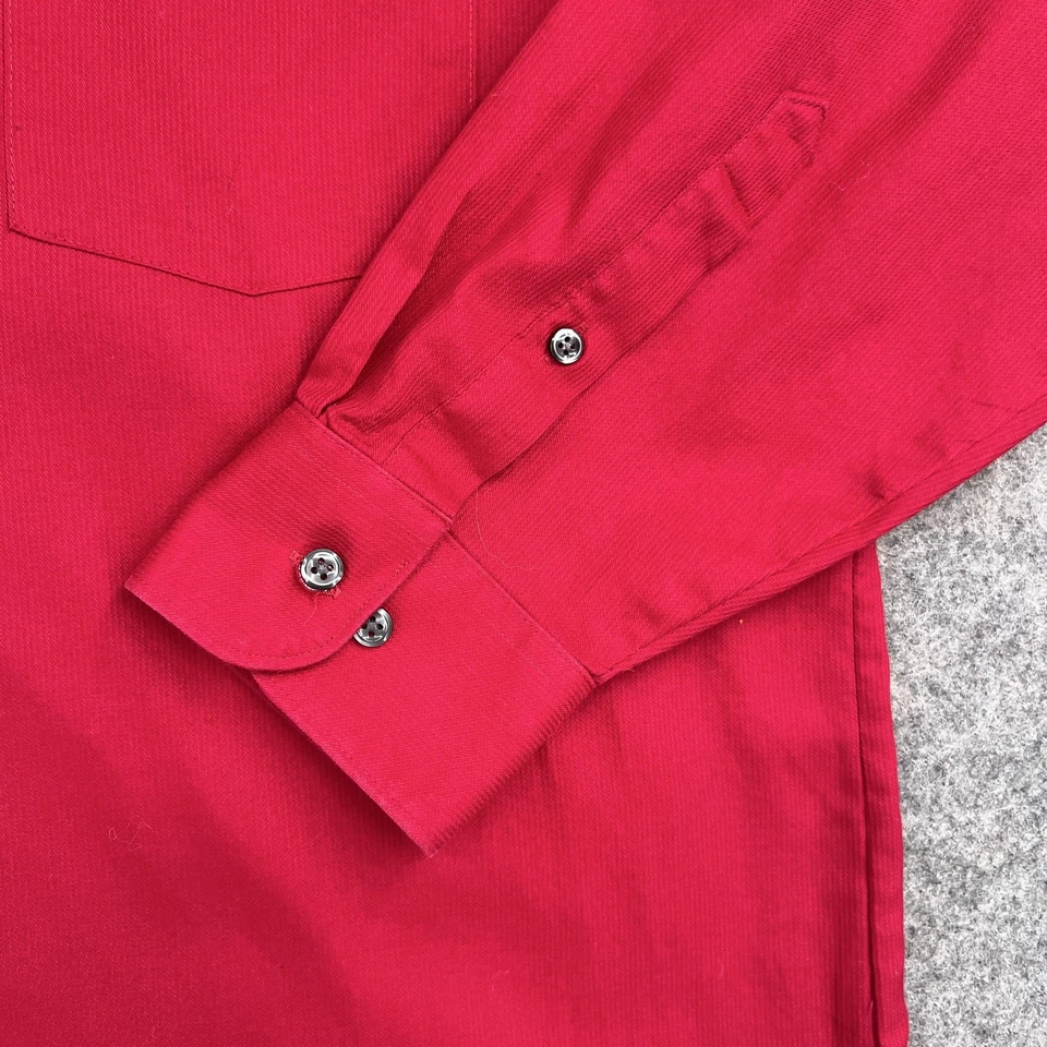 Camisa Van Heusen Para Hombres 16.5 32/33 Roja Calce Clásico Pin Cordón Abotonado Manga Larga Foto 4 de 4