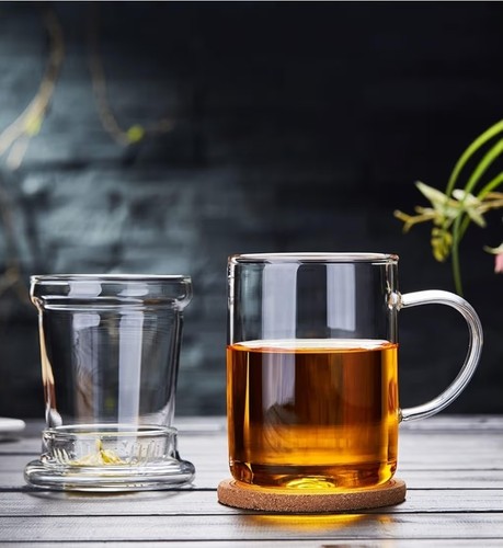Tazza da tè in vetro con infusore e coperchio manico - Foto 9 di 10