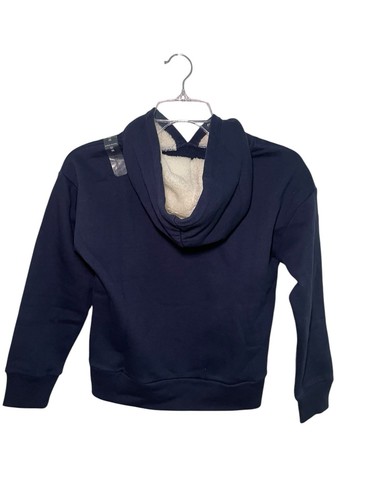 Gap New Navy Blue Sherpa Hood Vintage Soft Logo Sweatshirt Size Medium - Picture 2 of 5