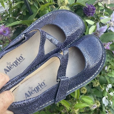 ALEGRIA Violet Blue Purple Leopard Metallic Mary Janes Flat EU 39 US 9  bt15m25