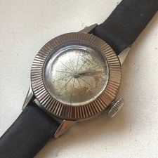 Universal Geneve Manual Wind Watch Silver Dial Leather Band Stainless Working