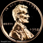 1958 Lincoln Wheat Cent Penny PROOF CAMEO CAM CHOICE RED RD