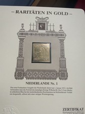 Briefmarkendrucke aus der Serie Raritäten aus Gold " Niederlande Nr. 1 "