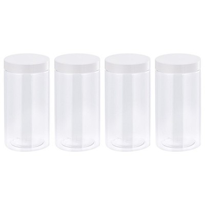 34oz/ 1000ml Round Plastic Jars with White Screw Top Lid for Storage 4Pcs