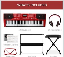  NEW 61-Key Beginners Complete Electronic Keyboard Piano Set W/Lighted Keys RED