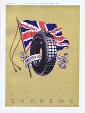 DUNLOP TYRES British as the Flag Antique Adverti with Gold Metallic Ink 1933