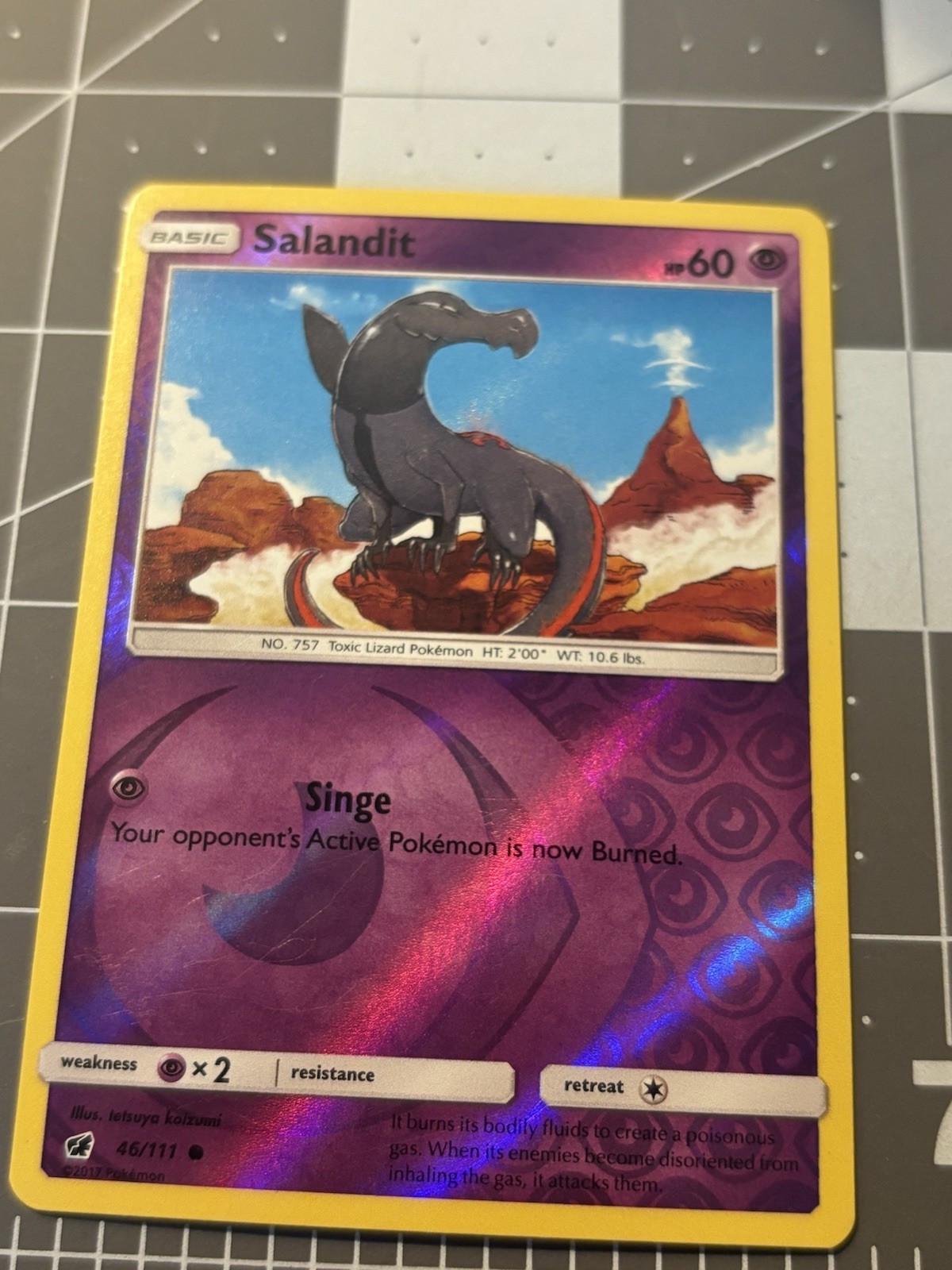 SM - Crimson Invasion Salandit #46/111 REVERSE HOLO POKEMON CARD Common