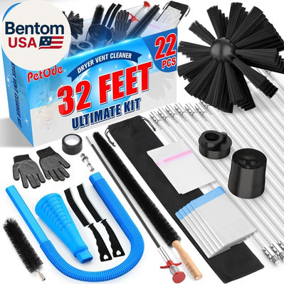 32-Feet Dryer Vent Cleaner Kit, Dryer Vent Cleaning Kit Lint Remover with Dryer