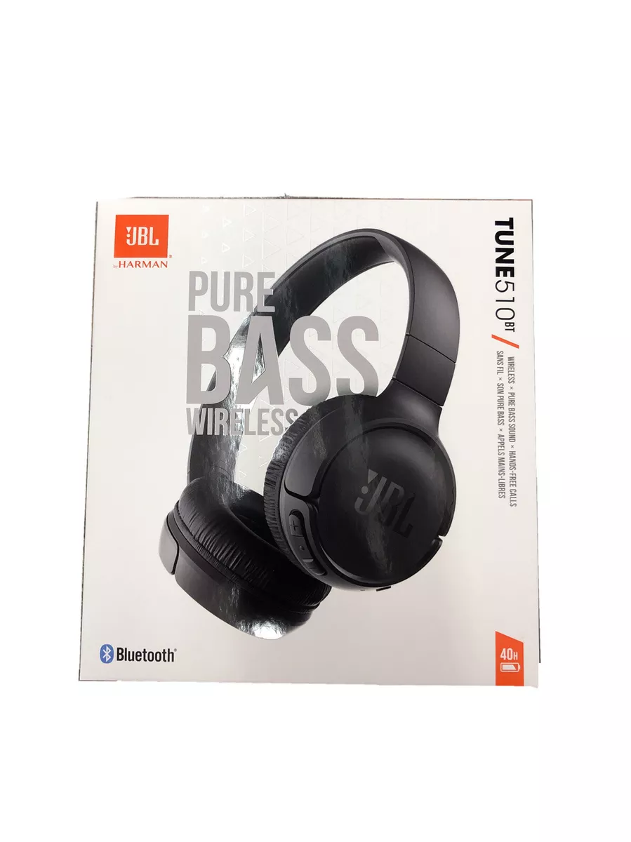 JBL TUNE 510BT Wireless On-Ear Headphones with Purebass Sound (Black)  195925263910