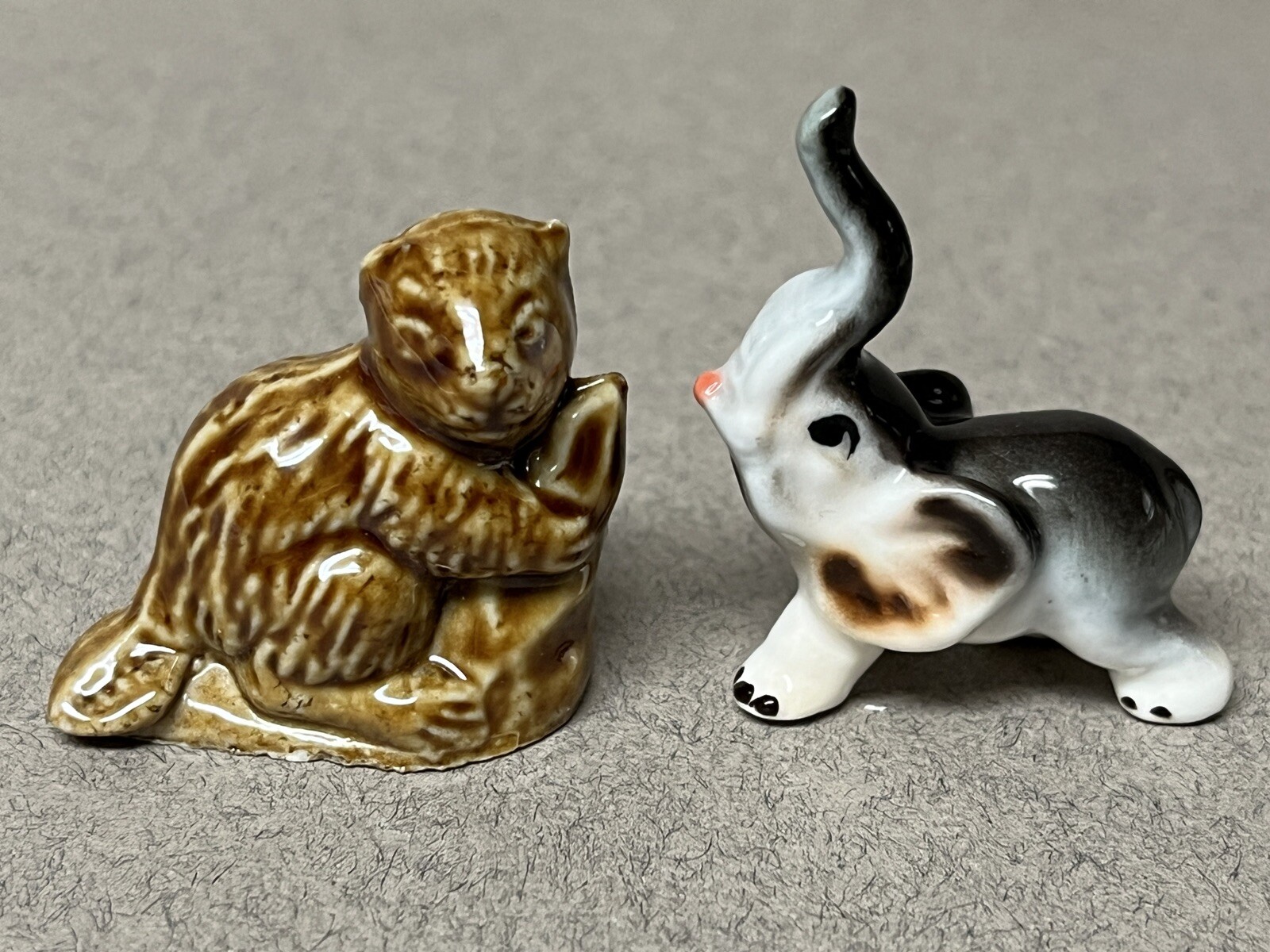 12-Vintage MINIATURE Porcelain/Ceramic Animals-Cow,Pigs,Dogs,Rabbit,Hen,Duck,Etc