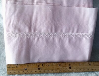 7 +Yards  x 5''  1950's Baby Pink With White Embroidered Trim or Doll Fabric