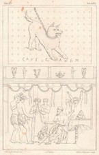 ANTICA STAMPA DEL 1800 (1825). MOSAICI, CANE, CORAGO DIRETTORE DI PARCO SCENICO.