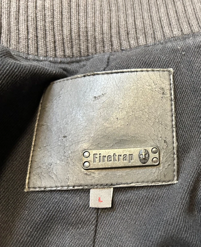 FIRETRAP Hombre Abrigo Marrón Algodón Chaqueta de Campo Cuello Alto Bolsillos Talla M/L Foto 4 de 4