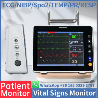 8-inch Human Portable Multi-Parameter Patient Monitor ECG NIBP Spo2 PR TEMP RESP
