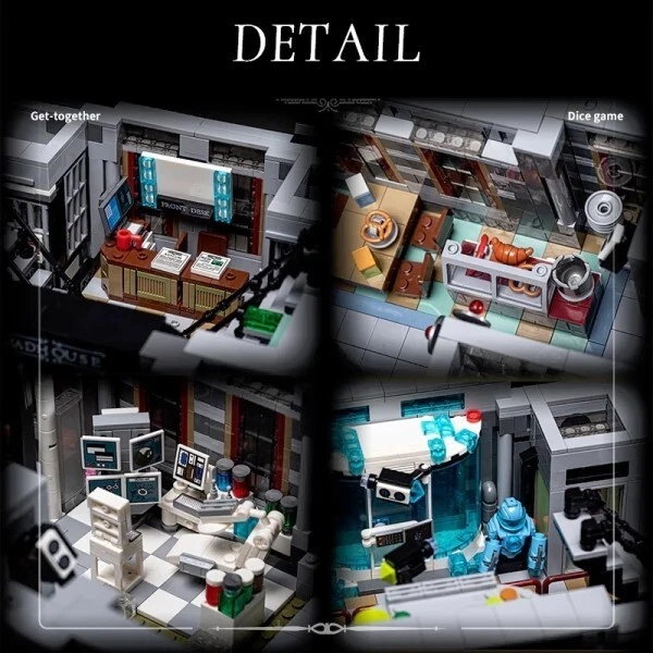 Bloques de construcción modelo arquitectura modular hospital casa loca lunática de 3 niveles Foto 2 de 4