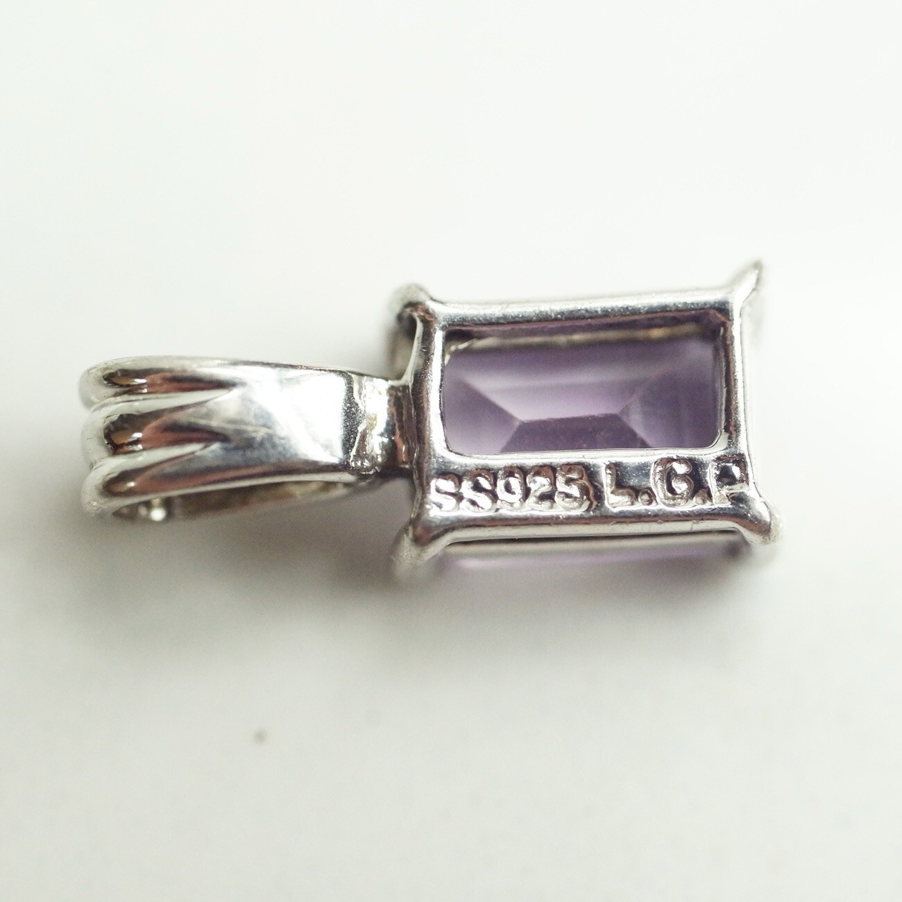 Sterling Silver Rectangle Amethyst Pendant | eBay