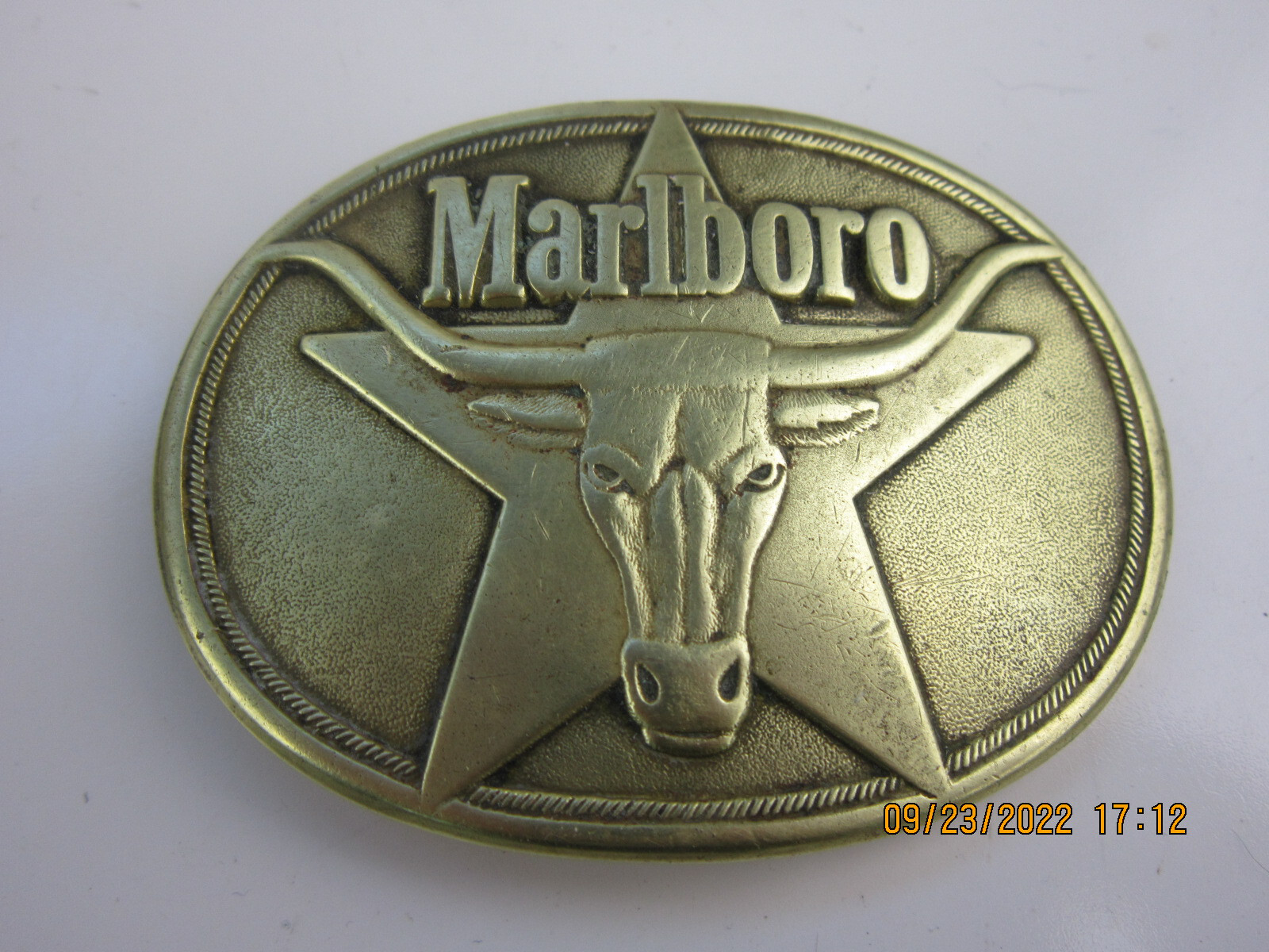 Marlboro Vintage 1987 Solid Brass Belt Buckle Longhor… Gem