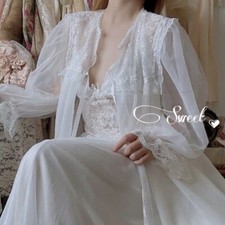 Women's Lace Princess Sleepwear Nightdress Sexy French Summer 2PC Suit Fashion