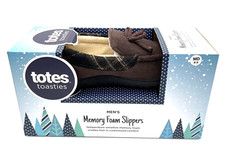 Totes Toasties Men's Slippers Dark Chocolate Brown Memory Foam Medium 8-9