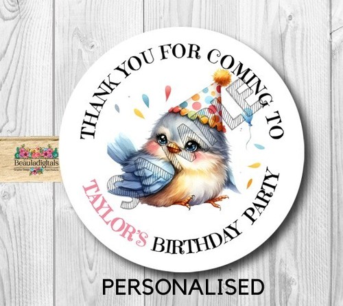 Personalised Happy Birthday Stickers, Thank you for coming, Party Labels, 4cm/24 - Picture 2 of 10