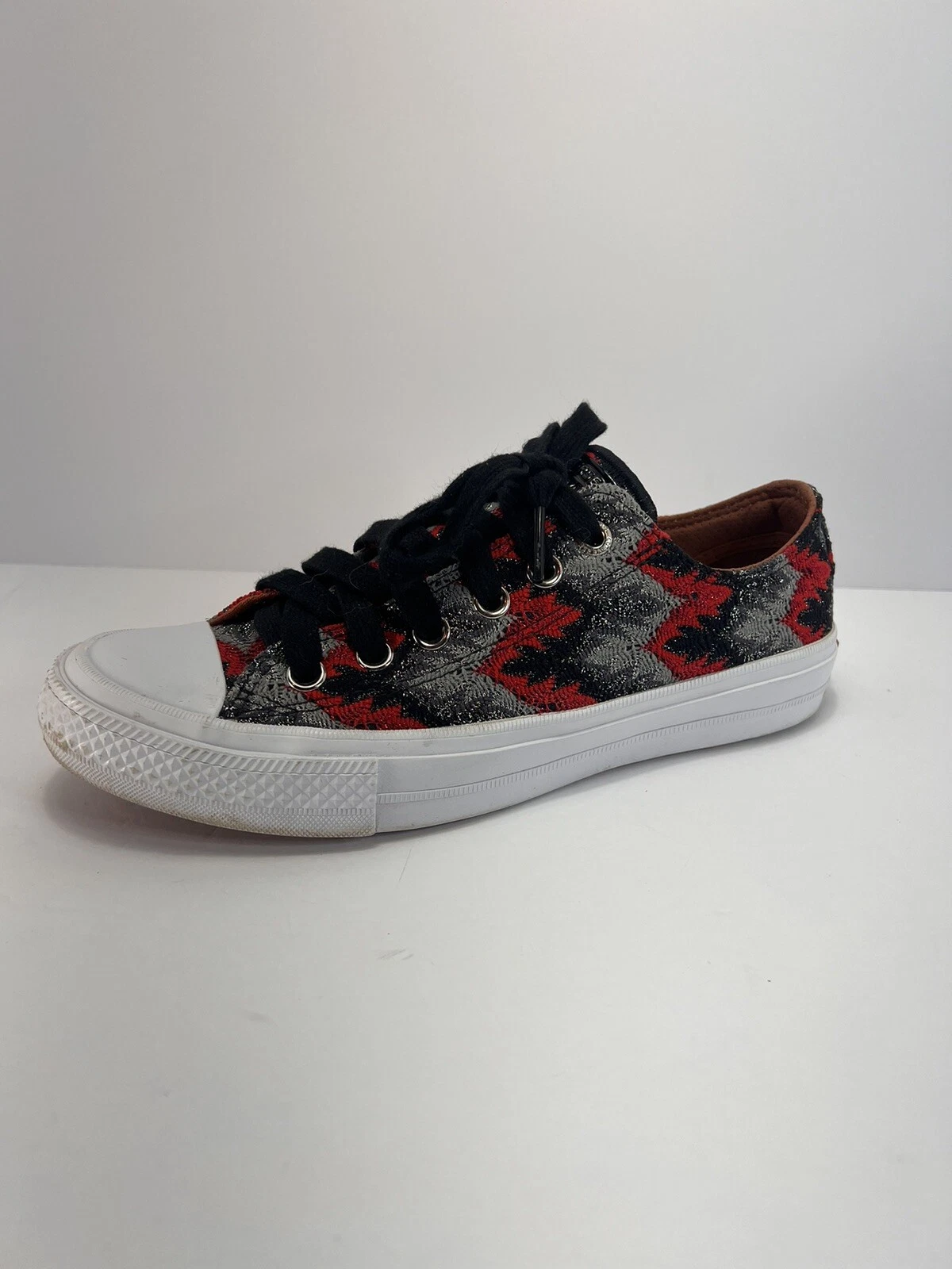 Scarpe Converse "Chuck Taylor" Missoni Donna 7.5 Rosso Scintillante Argento e Nero