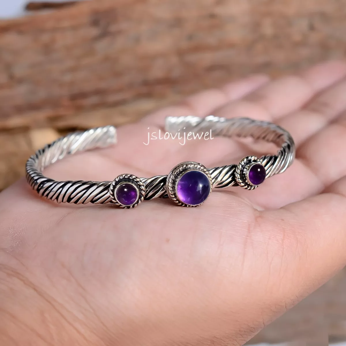 Women's Bracelet Multi Thread Real Amethyst Purple Agate & Silver 925 Gold  | eBay