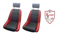 COPPIA SEDILI SPORTIVI FUSINA ROSSO PELLE E VELLUTO FIAT 500 600 126 112