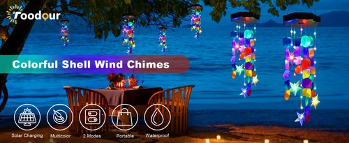 Solar Wind Chimes for Outside - Waterproof Decorative Mobile Porch Light - Picture 8 of 8