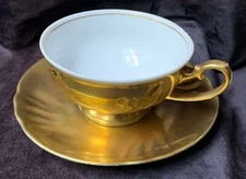 RARE Rudolf Wachter RW Bavaria Germany GOLD GOLDEN Teacup Cup & Saucer 