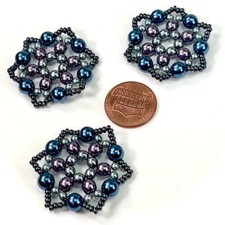 Czech Glass Beads 1.5 inch Snowflake Ornament Blue and Purple 1 piece CA023