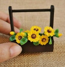 Miniature Dollhouse 3 Bunches Yellow Sunflower Flowers Clay Handmade Flower Gift