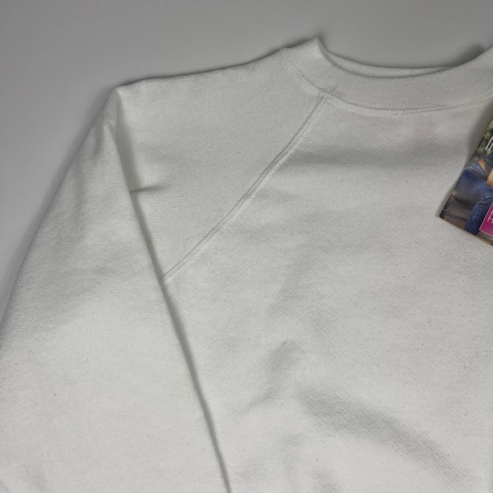 Sudadera para mujer Hanes Her Way blanca calce cuadrado mediana 1995 vintage años 90 nueva con etiquetas Foto 3 de 4