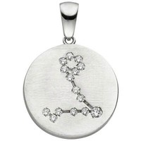 AnhäNger Sternzeichen Fische 15 Zirkonia 925 Silber Mattiert Rund Halsschmuck
