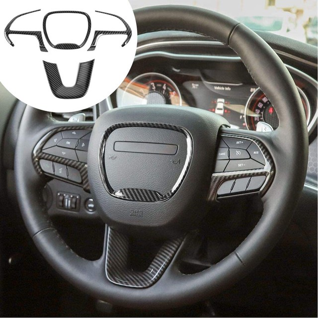 for Dodge Challenger Steering Wheel Cover Bezels Decal Frame For 2015
