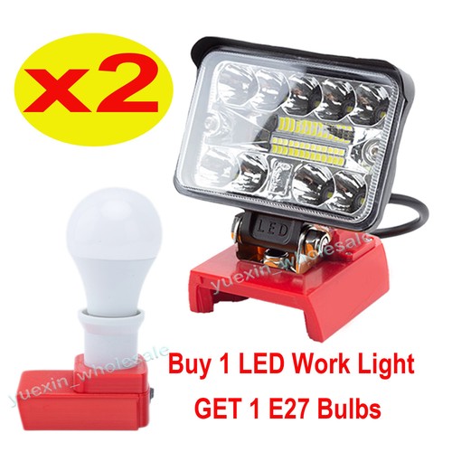 2 PCS Cordless LED Work Light for Milwaukee 18V Battery, 60W 6000LM