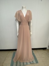 Lulus Dearly Loved Dress Womens S Blush Flutter Sleeve Surplice Flowing Maxi