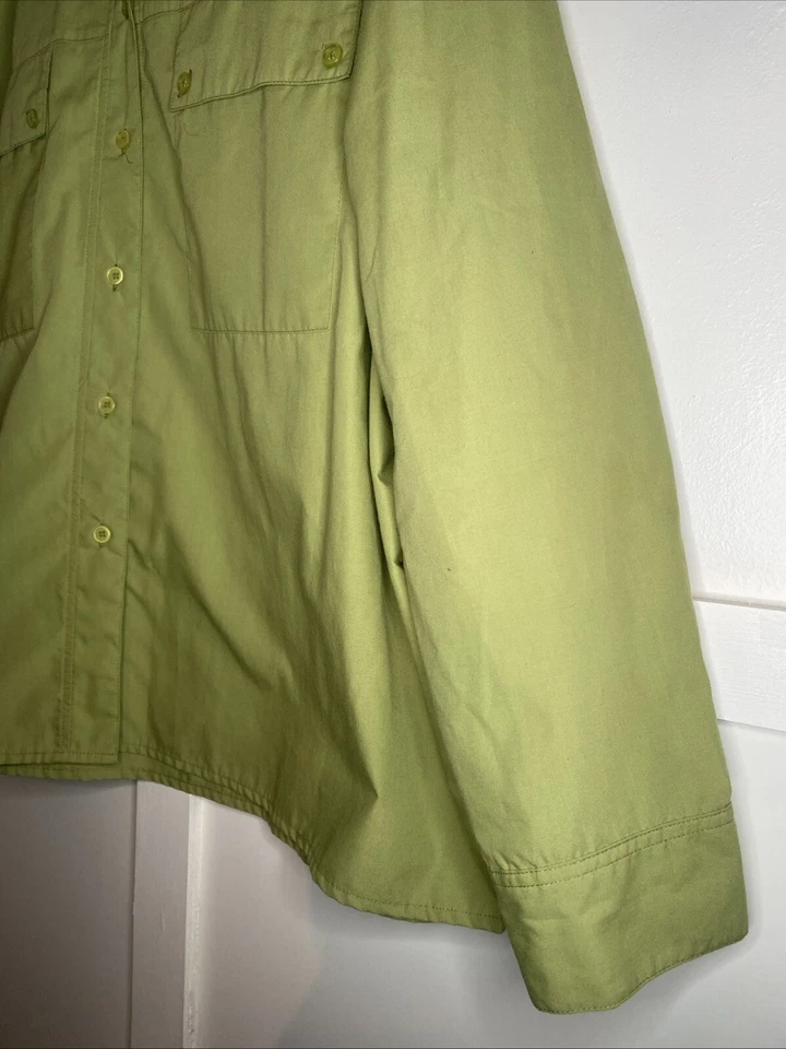 Camisa para mujer Haband manga larga talla XL verde bolsillos con cuello abotonado Foto 2 de 4