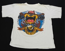 Rare Vintage Taz Taz  s Devils Motorcycles Looney Tunes Graphic T Shirt 90s White