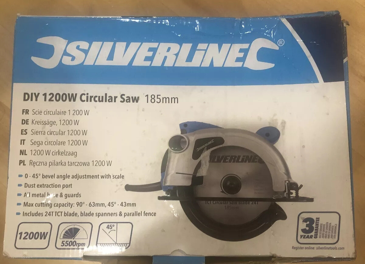 Silverline DIY 1200W Circular Saw 185mm 185mm UK 845135 5500rpm  45degree