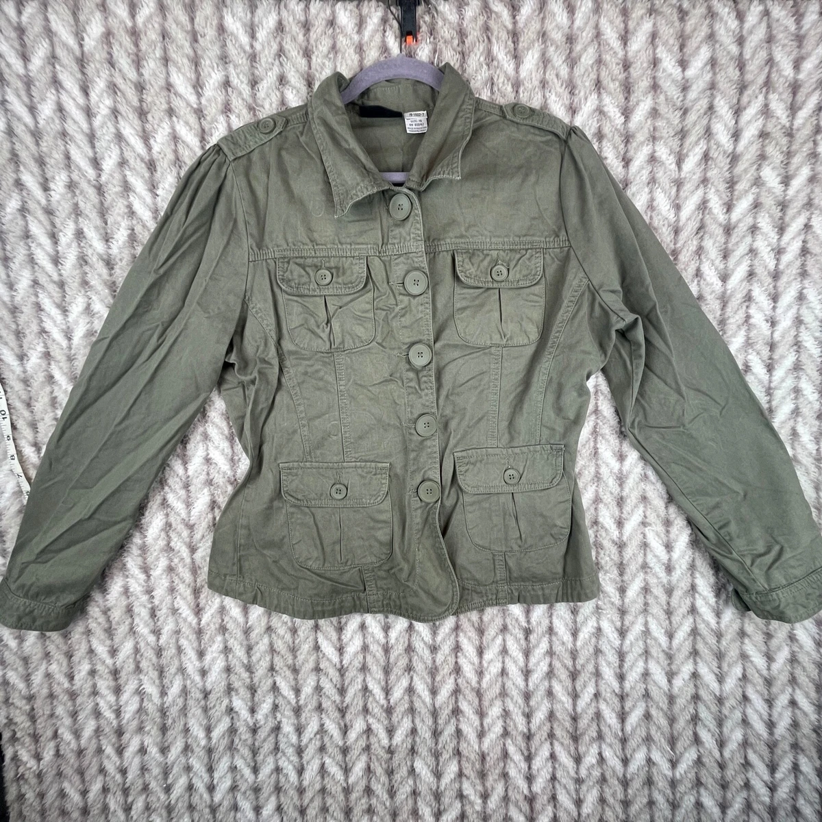 womens 16 green Style plus size military jacket up back sleeve | eBay