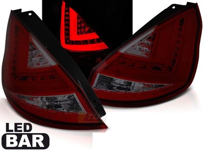 Takavalot for Ford Fiesta MK7 12-15 punainen savu LED LED BAR LTI-putki sisällä 