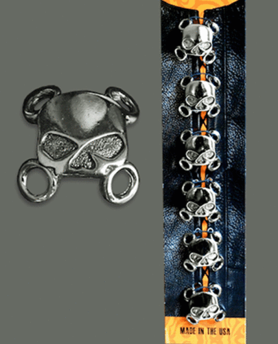 WILLIE G SKULL SIDE LACE VEST EXTENDER 6PC VEST EXTENDER w/ FREE BIKER PATCH! - Picture 2 of 5