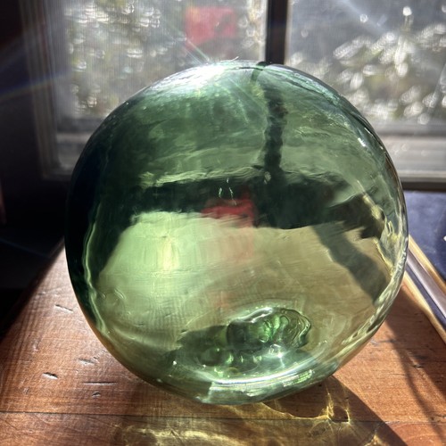 Vintage Green Glass Fishing Float 4" Ball Made in Germany