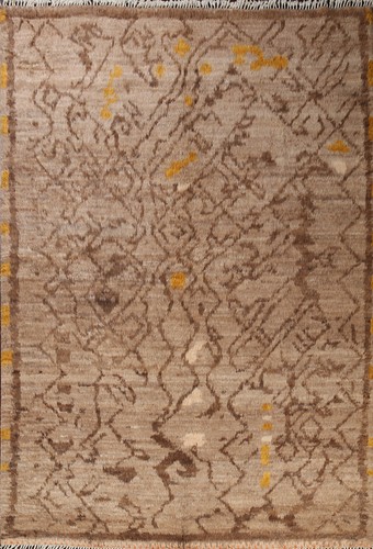 Modern Brown 9'x10' Moroccan Berber Oriental Area Rug Hand-knotted Living Room